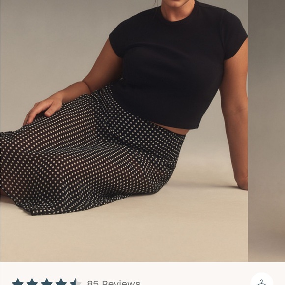 Anthropologie Maeve Black Skirt Polka Dots Sheer - Picture 2 of 10